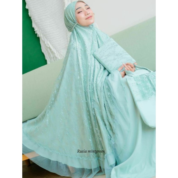 Mukena Dewasa Cantik Rusia Dalanova Green Mint