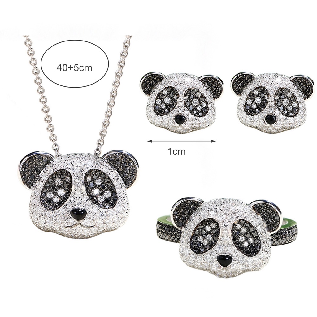 Hu Hu Hu Hu Hu Alat Bantu Pasang Kacamata♡ Anting Tusuk Bentuk Panda Hias Cubic Zirconia Berkilau Adjustable Untuk Wanita