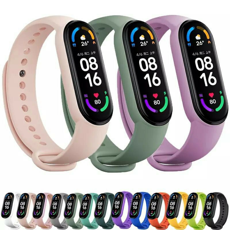Mi band 5 mi band 6 Replecement strap mi band 5 mi band 6 Rubber strap single colour