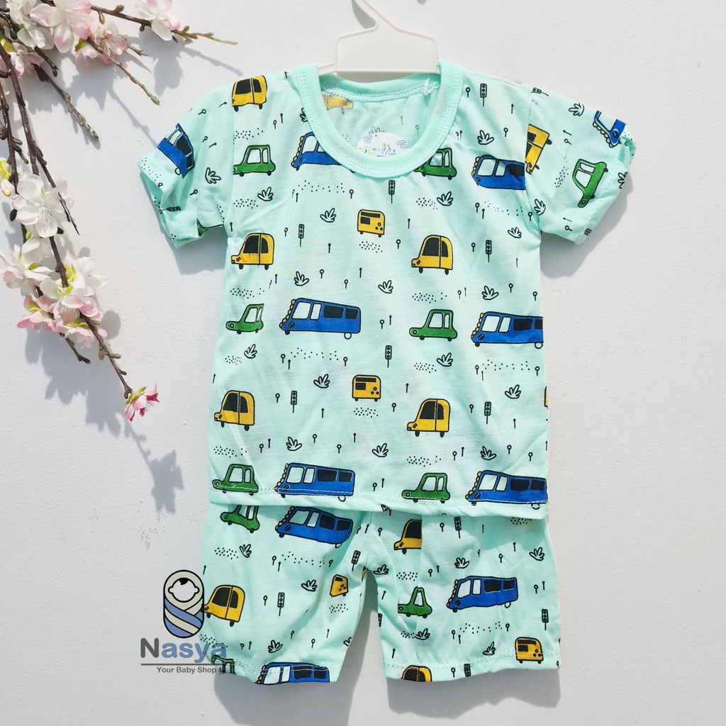 [J-006] Setelan Baju Pendek bayi laki-laki soft / Baju anak MURAH (0-6 bulan)