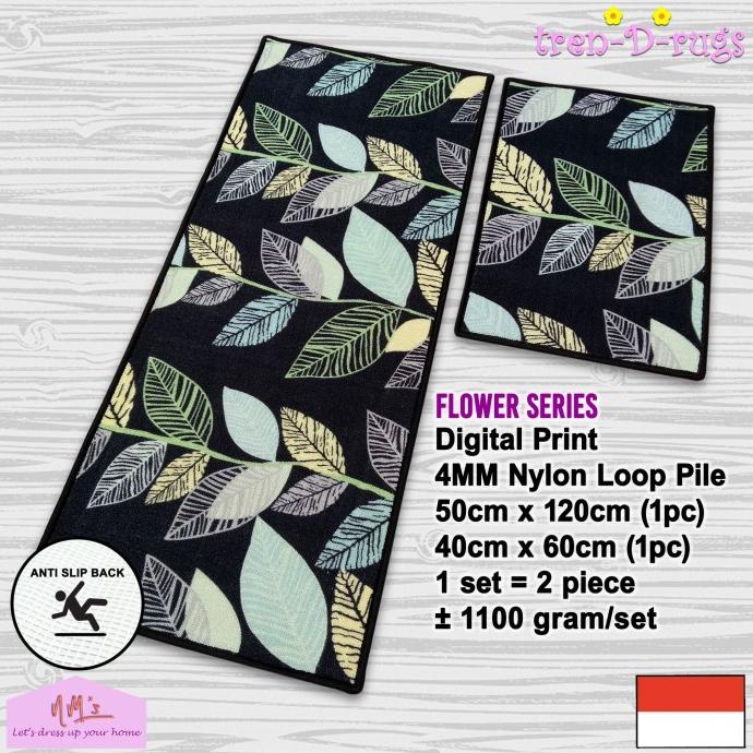 Karpet keset kaki bunga lantai dapur set panjang kitchen mat anti slip