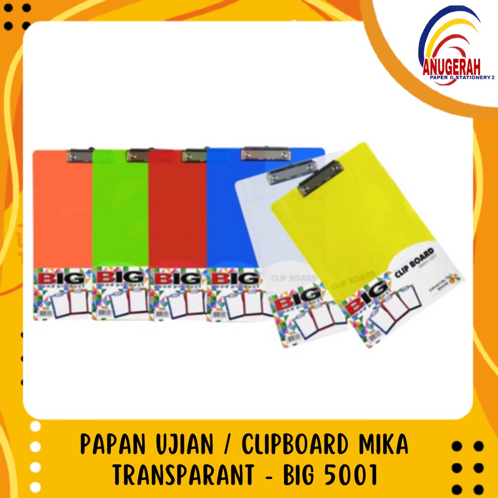 

PAPAN UJIAN / CLIPBOARD MIKA TRANSPARANT - BIG 5001 (PCS)