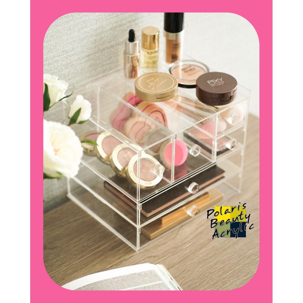 RAK KOSMETIK ACRYLIC-TEMPAT MAKEUP AKRILIK-BEAUTY CASE AKRILIK-SIGNORA