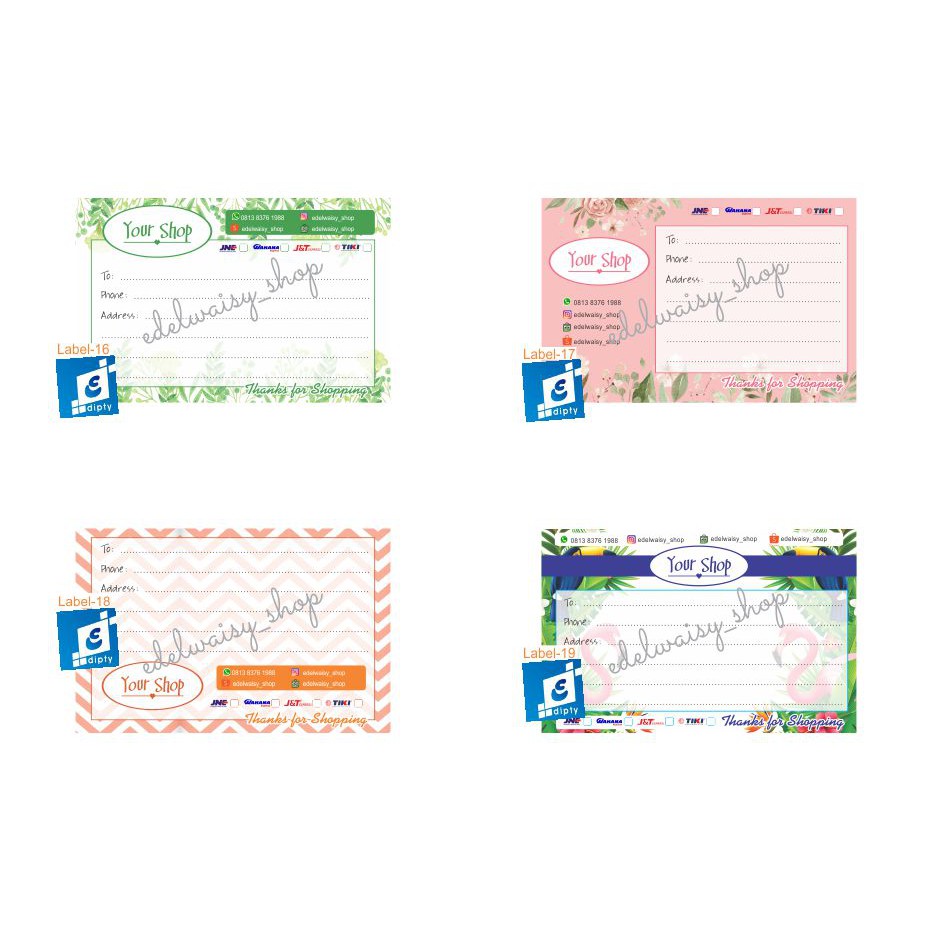 

Label Pengiriman Kode 16-19 / Label Shipping / Label Olshop Sticker / Label Shopping / Sticker Cromo