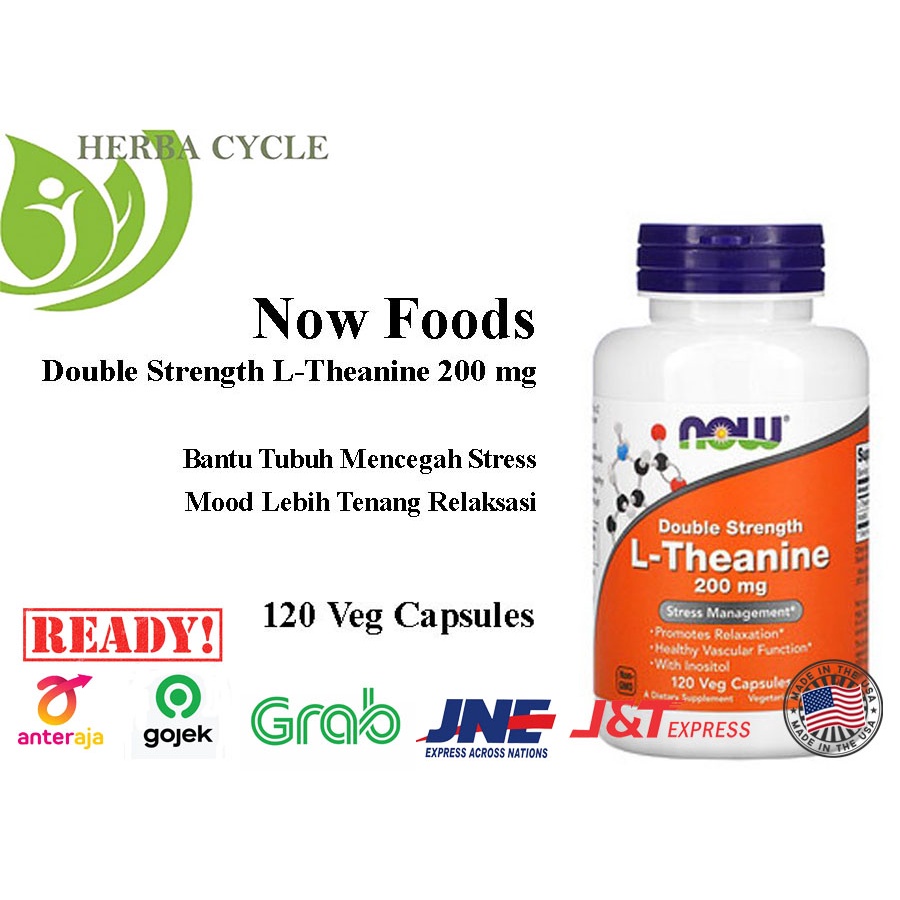 Now Foods L Theanine 200mg 120 Veg Capsules Double Strength