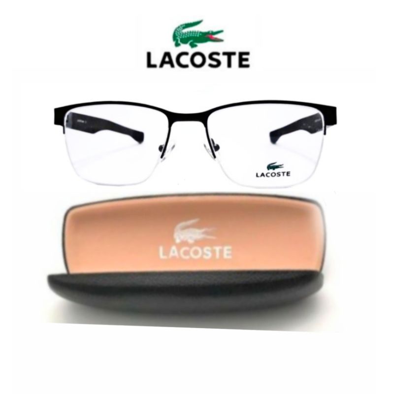 Kacamata Frame Pria Titanium Half Lacoste C001 S54 Black Elegan