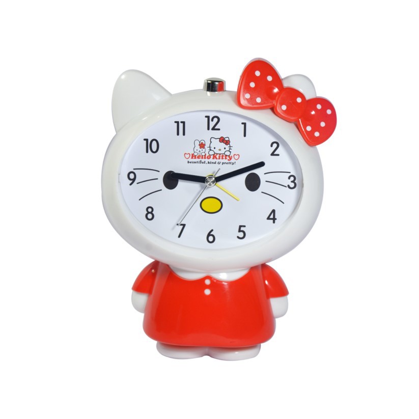 Jam Meja Weker Hello Kitty FULL BODY LUCU UNIK CUTE FREE BATERAI