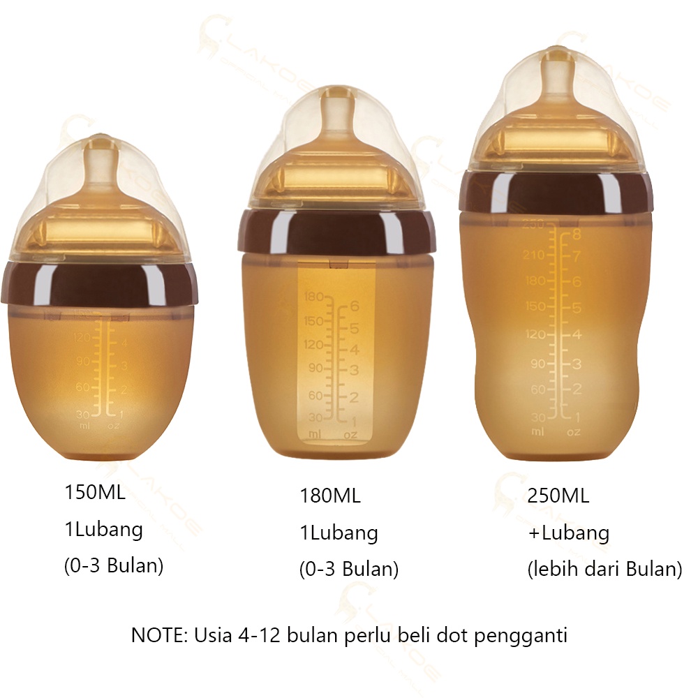 Ivorybaby PIKO BELLO botol susu wide neck anti kolik botol bayi dengan sedotan bahan silikon