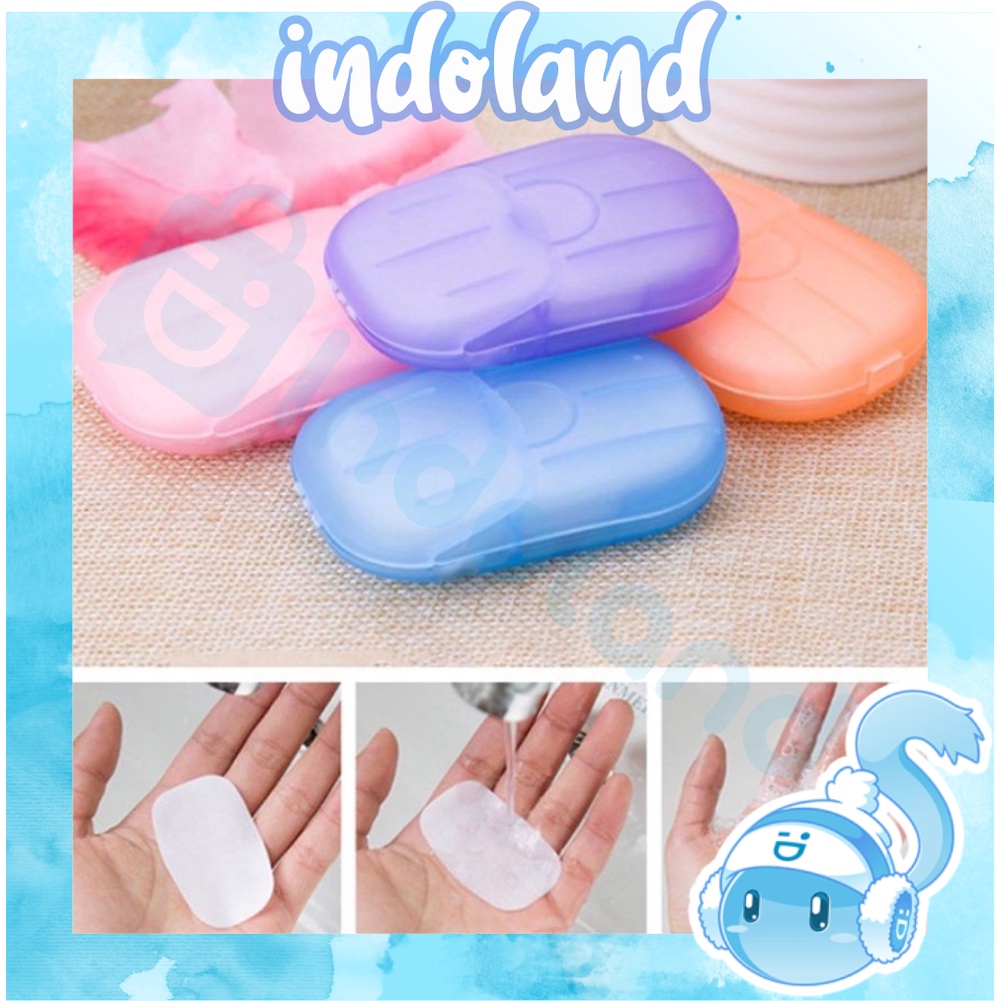 ☀ INDOLAND ☀ R520 Tempat Sabun Kertas Praktis / Travelling Paper Soap / Mini Washing Hand Bath Travel busa cuci tangan mandi