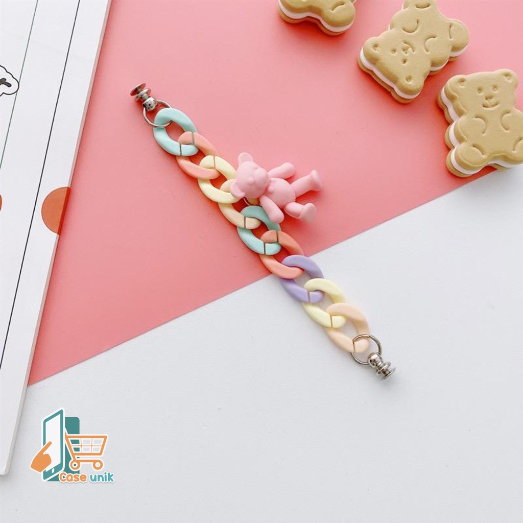 PAKET GELANG TALI RANTAI BAUT SLINGCASE SLING RANTAI BERUANG RAINBOW LANYARD UNIVERSAL CANDY KOPER CHOICE DOVE CS3611