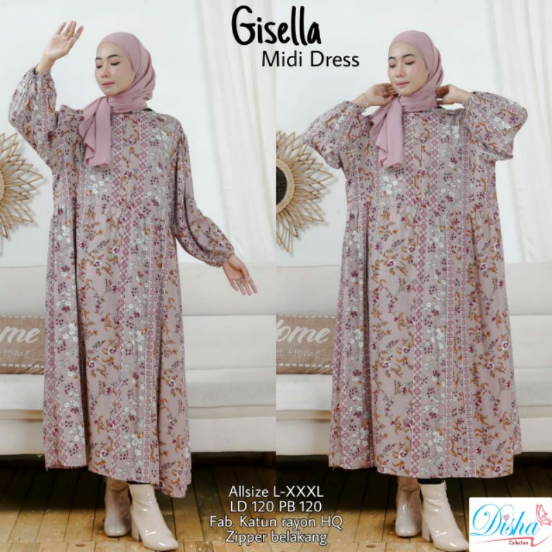 GISELLA MIDI DRESS BY DISHA MIDI DRESS HIJAB RAYON VISCOSE CASUAL DRESS