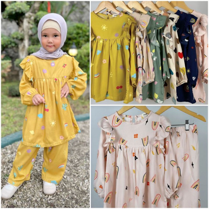 Setelan Rayon Anak Eliza Original Lucuna Baju Anak Perempuan Lengan Panjang Super Premuim Best Seller Terlaris Termurah