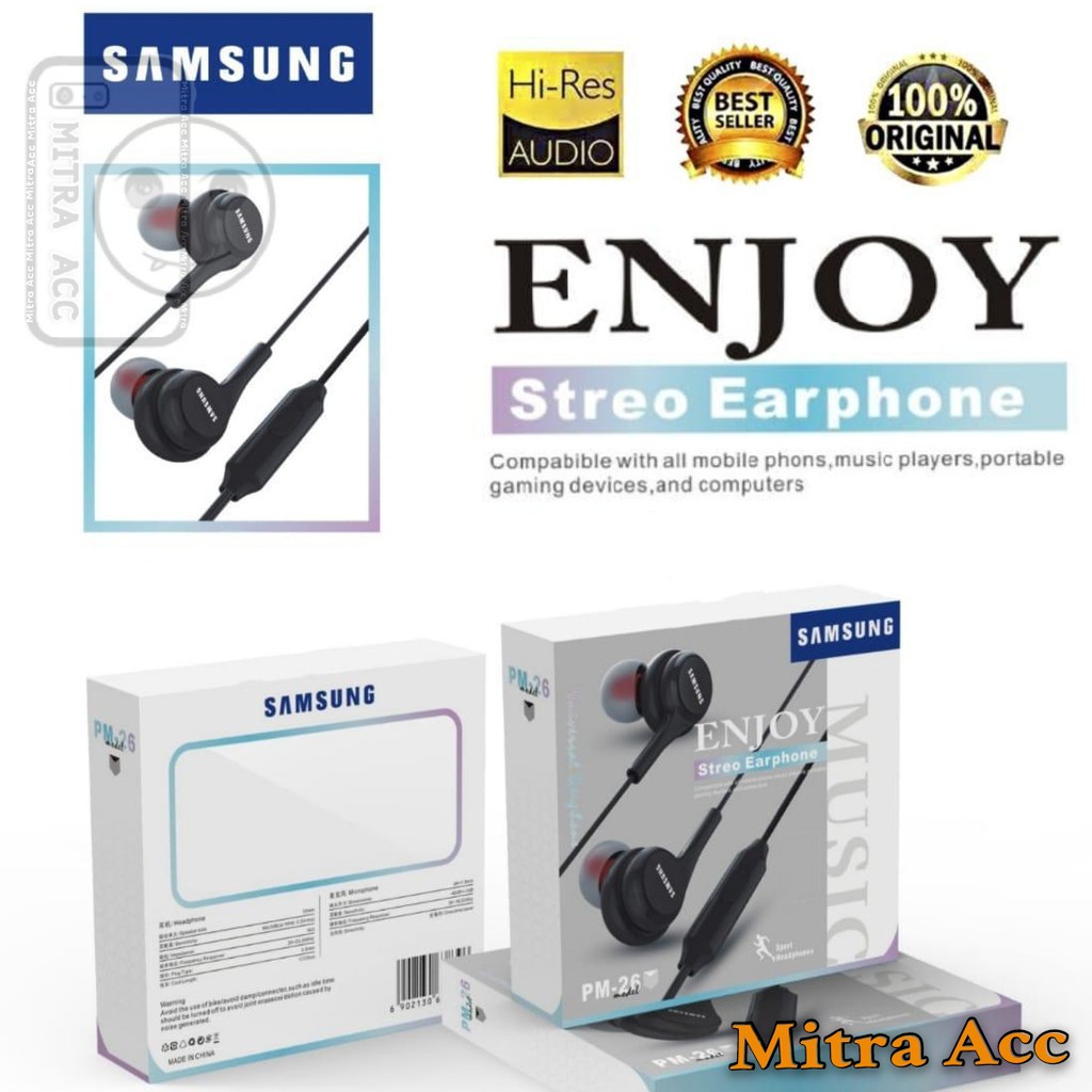 Headset SAMSUNG ENJOY Streo Earphone Hi-Res With BASS &amp; Mic 3.5mm