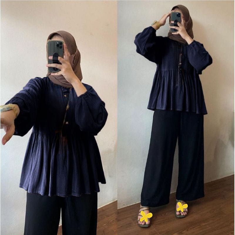 RAISA BLOUSE/RANIA BLOUSE JUMBO LD120/BLOUSE KEKINIAN/ATASAN KEKINIAN/ATASAN WANITA/BLOUSE WANITA/MOSCREPE LUXURY&amp;CRINGKLE BUSUI&amp;BUMIL/COD!!!