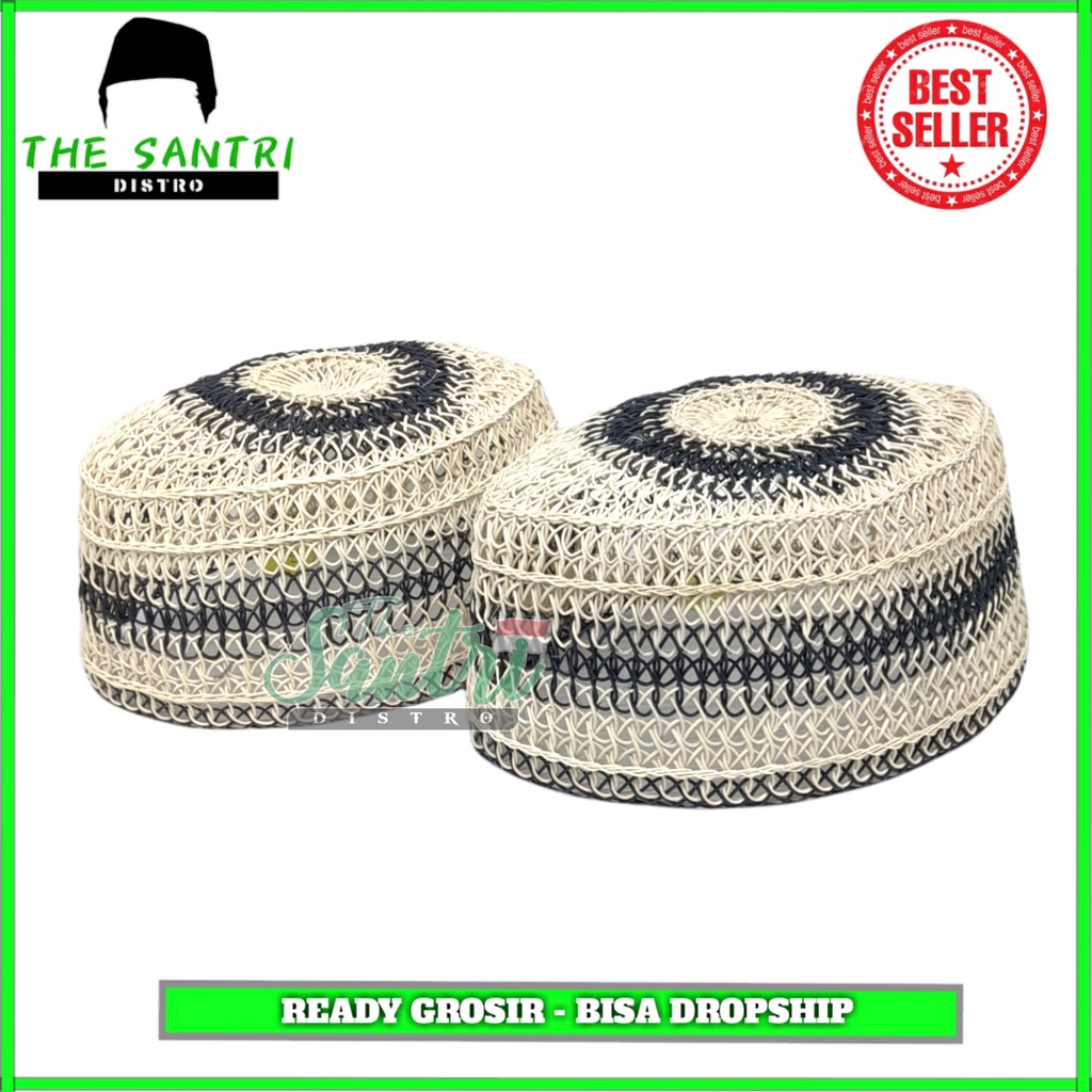Peci Akar / Peci Rotan Putih / Kopyah Rotan / Kopiah Rajut Rotan Akar / Peci Karang / Songkok Gus Du
