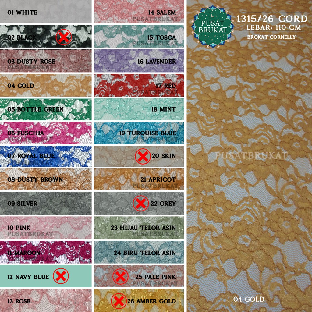 KAIN BRUKAT TULANG / BAHAN KEBAYA BROKAT CORNELI CORNELLY ASHA - LP 1315 CORD BRT - [harga per 0.5m]