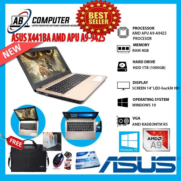 LAPTOP ASUS X441BA A9-9425 4GB 1TB R5 14" WIN10