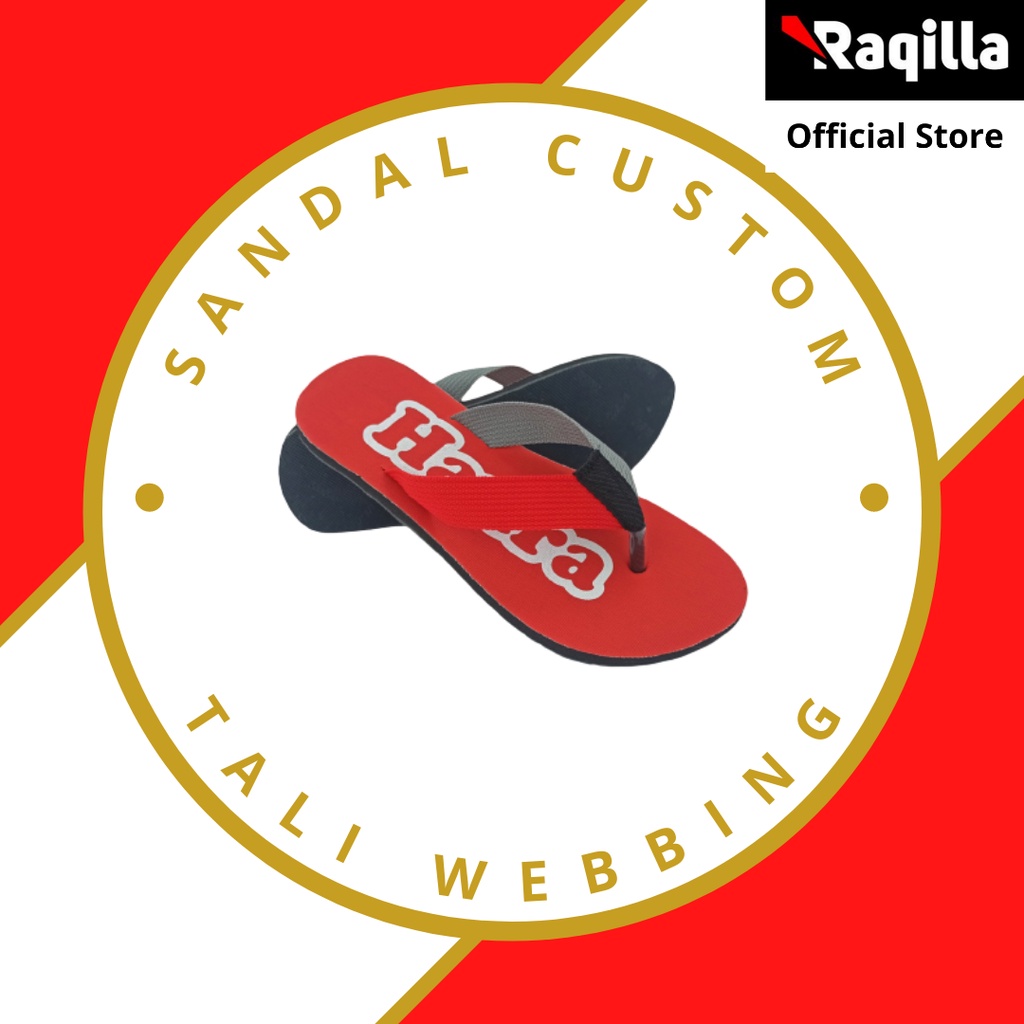 Sandal Jepit Custom Nama Tali Webbing Merah Editions