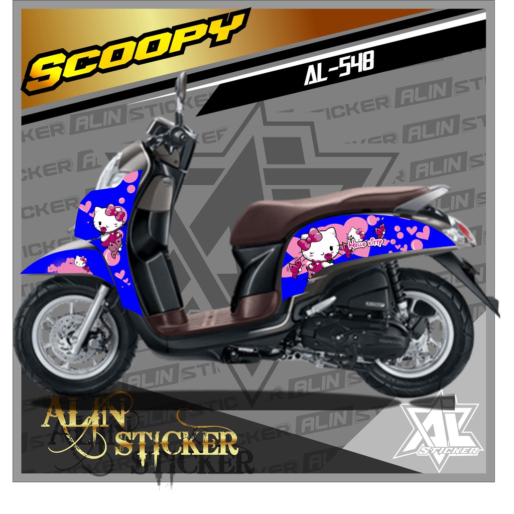 548 Sticker Striping Semi Full Scoopy New - Striping Scoopy New Desain Hello Kitty Pink,Merah,Biru