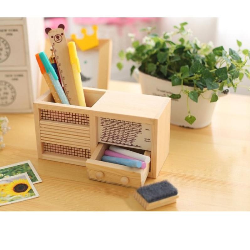 

New - Tempat Pensil Kayu Wooden Penci Box Retro White Board 819-458,.