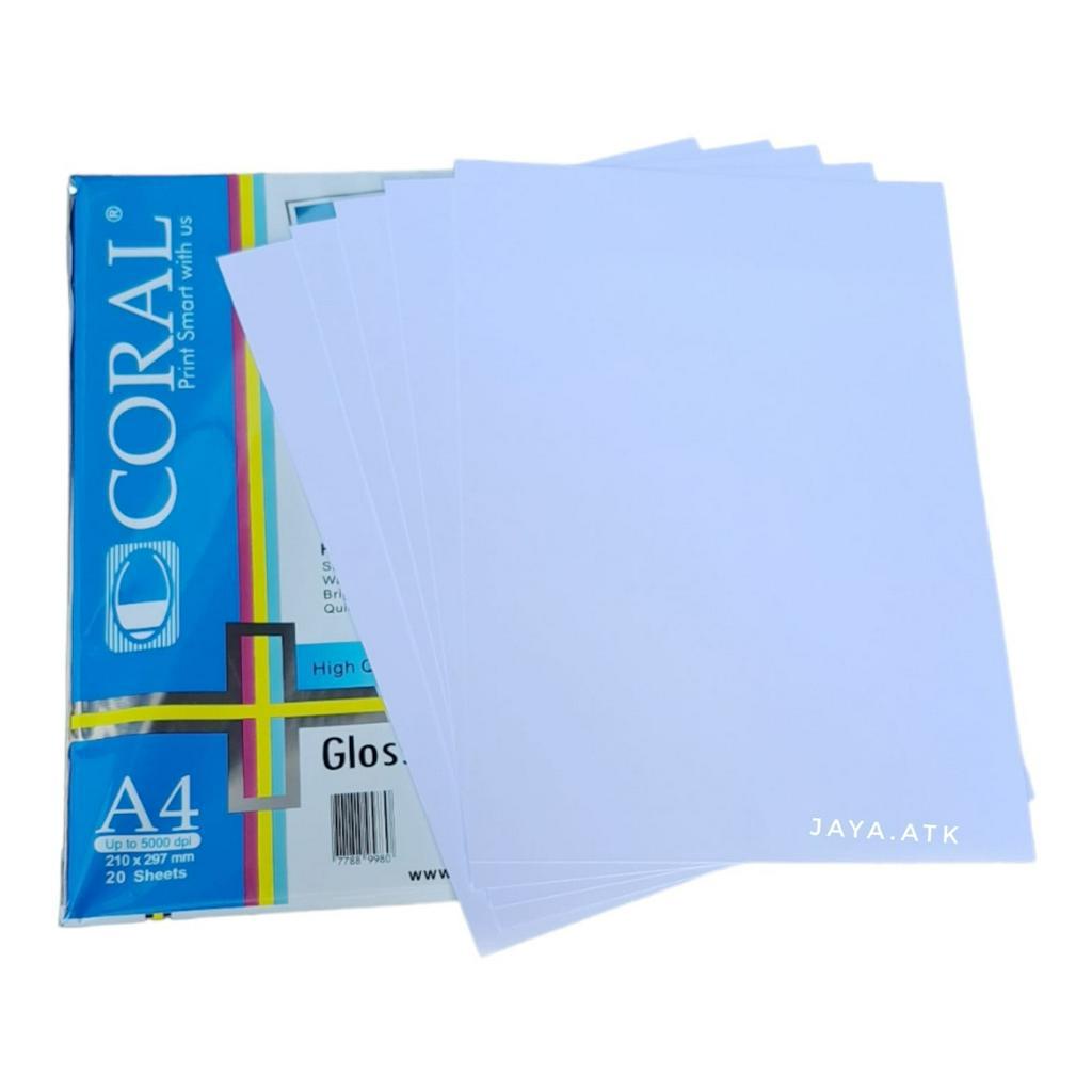 

KERTAS FOTO A4 230 GSM 10 LEMBAR CORAL GLOSSY PHOTO PAPER KILAP POLOS