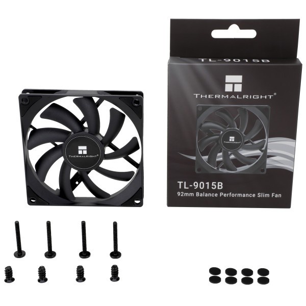 Fan THERMALRIGHT TL-9015B BLACK | 92mm SLIM 15mm PWM Fan