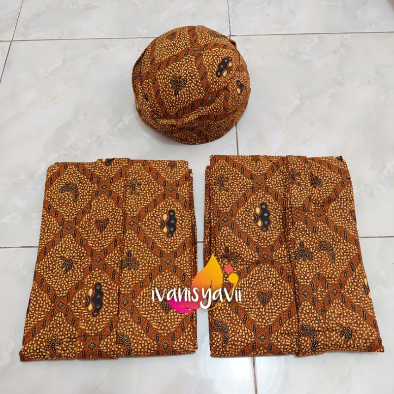 Set Jarik Cewek Cowok + Blangkon, Motif Sido Mukti