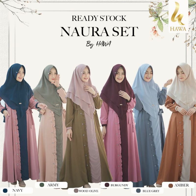 Naura set dress by Hawa the label gamis set khimar lebaran kondangan murah lady zara