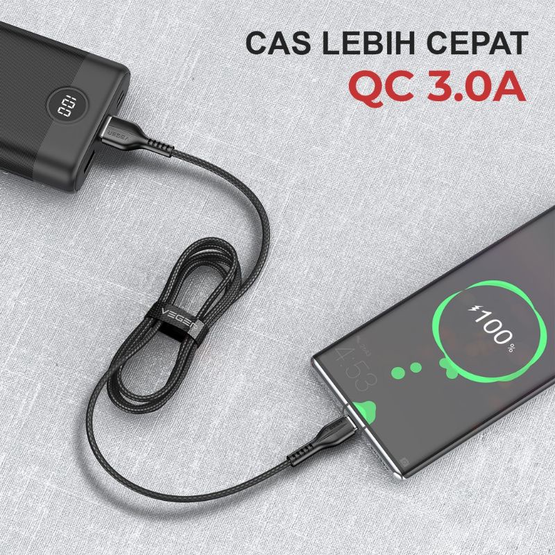 (V-18 MICRO) VEGER KABEL DATA MICRO USB FAST CHARGING 3A QUALCOMM 3.0