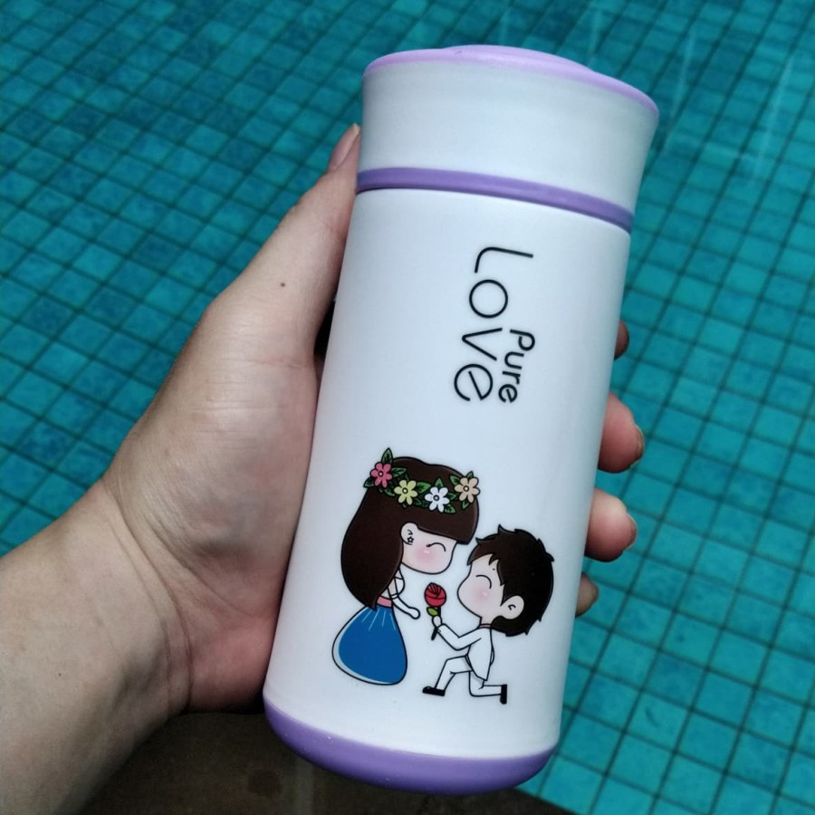 BOTOL AIR MINUM PURE LOVE KARTUN CANTIK VIRAL 450ML TERMURAH