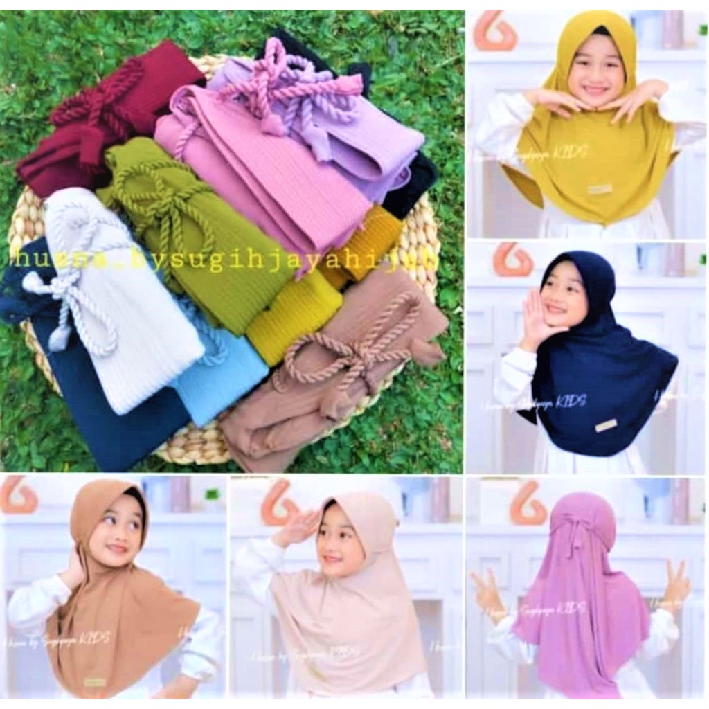 Hijab husna ropel pet ORIGINAL HUSNA / Husna kids / hijab anak tali tambang husna / hijab anak ori h