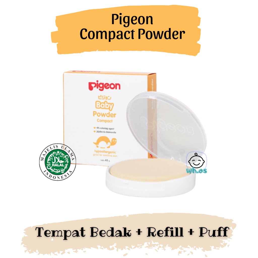 PIGEON Bedak Padat Bayi - Baby Compact Powder Cake Chamomile White 45Gr