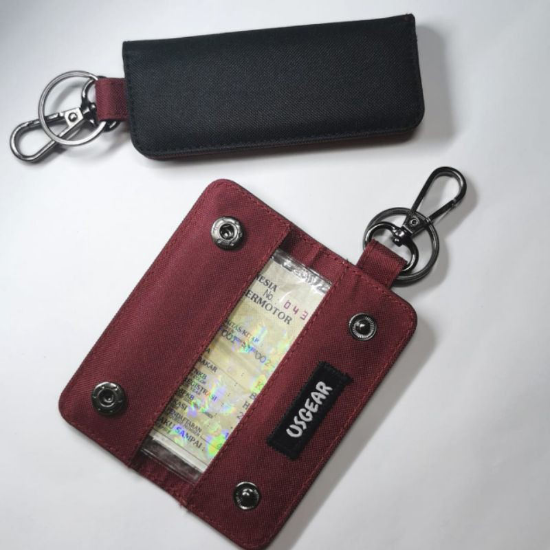 DOMPET STNK MOBIL MOTOR GANTUNGAN KUNCI KEW HITAM MAROON