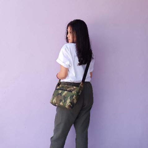 Tas Slingbag Army tas singbag pria wanita Tas slempang loreng Tu7uh store