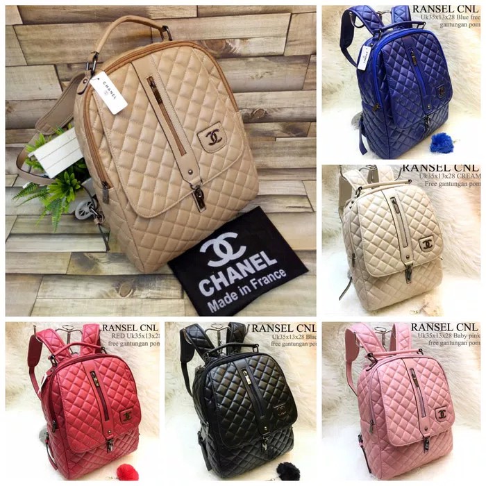 Tas ransel chanel resleting tengah import. -