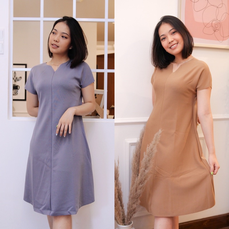 Felicia Dress - Dress Simple / Big size Dress / Bigsize / Dress Jumbo / Setelan Wanita / Dress Scuba
