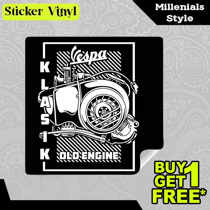 

Stiker Sticker Vespa Klasik Old Engine Komunitas Pecinta Motor Antik Aesthetic Bahan Vinyl Satuan Anti Air