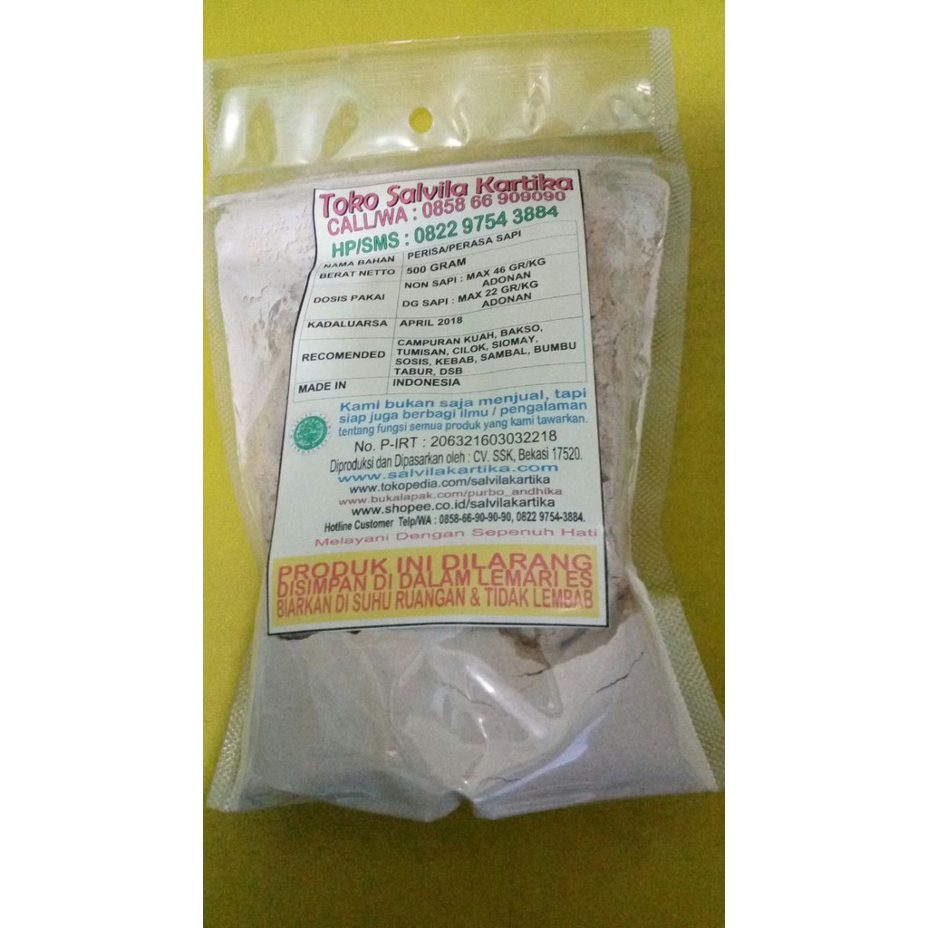 

Tepung Perisa/Perasa Sapi Murni kemasan 500 gram Salvila