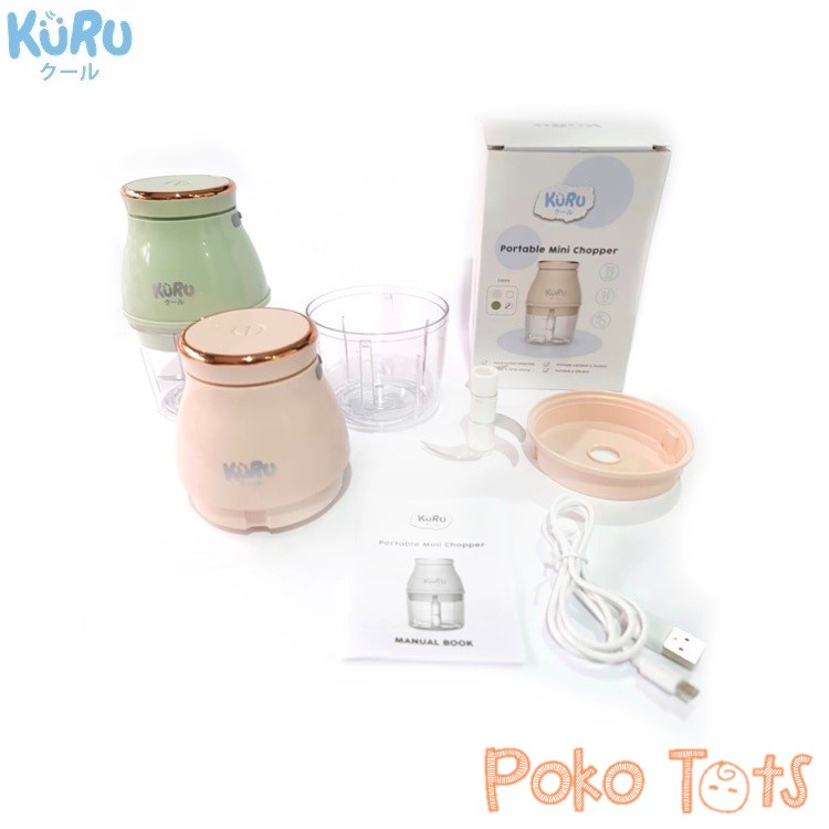 Kuru Baby Potable Mini Chopper Blender Elektrik Penghalus Makanan Bayi Anak MPASI Pelumat Bubur