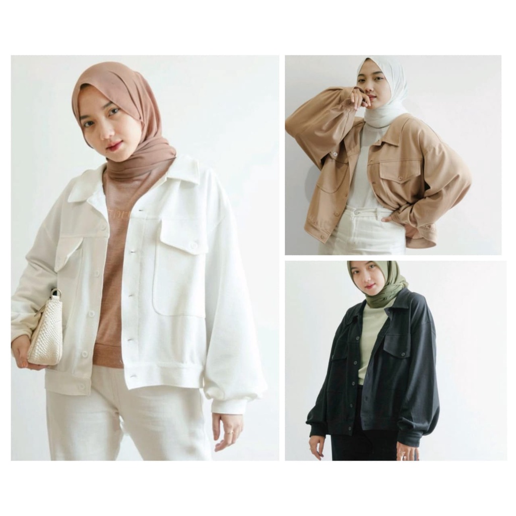 HUM - ZEC OOTD Oversize Jaket Babyterry  / Gloria Oversize XXL Jaket Wanita / Outer Wanita Kasual / 