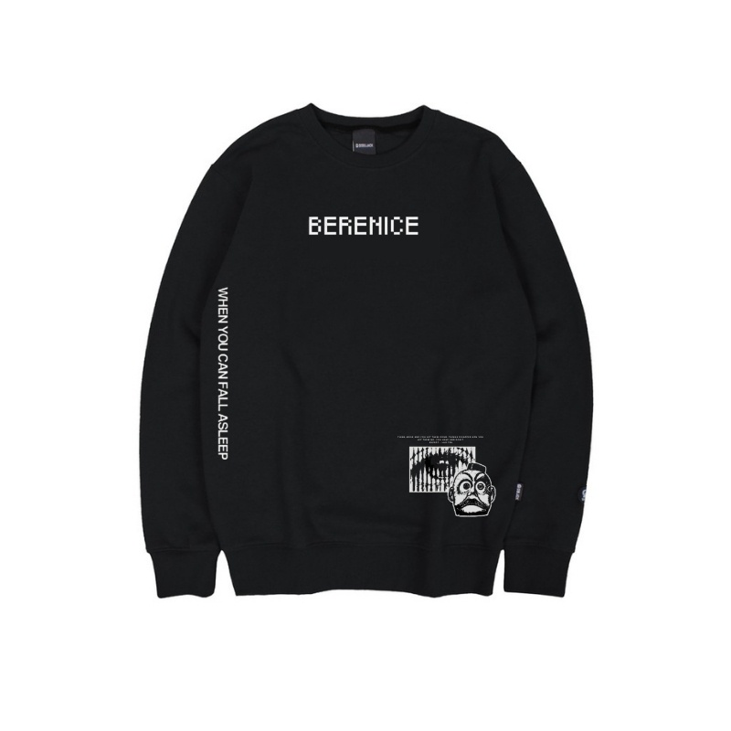 Sweater Crewneck Black Motif Simpel Brns original brend lokal terbaru