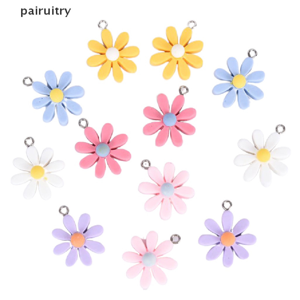 10pcs / Set Liontin Bunga Matahari Daisy Bahan Resin Untuk Membuat Perhiasan DIY