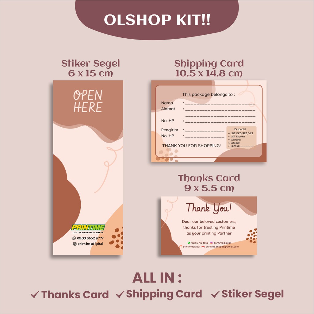 

PAKET OLSHOP2 -| OLSHOP KIT | SHIPPING CARD - THANKS CARD - LOGO