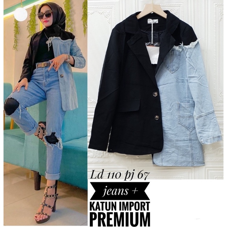 ATASAN BLAZER KATUN PRD MIX JEANS IMPORT PREMIUM/blzerkekinianimportpremiummurah/blazer