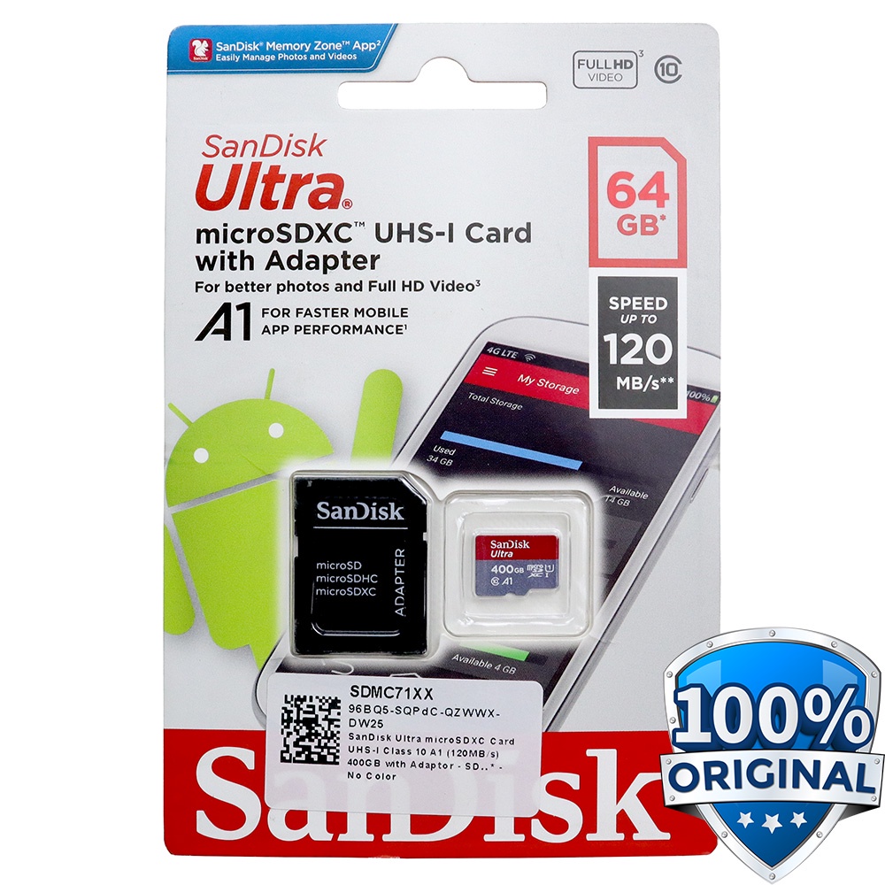 Memory MicroSD Sandisk Ultra SDXC 64GB 100MB/s with Adapter ORIGINAL