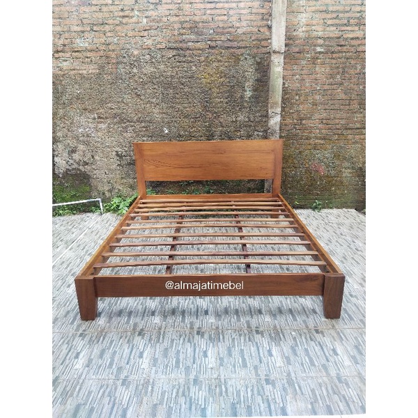 dipan minimalis modern, tempat tidur kayu jati, ranjang divan 160x200