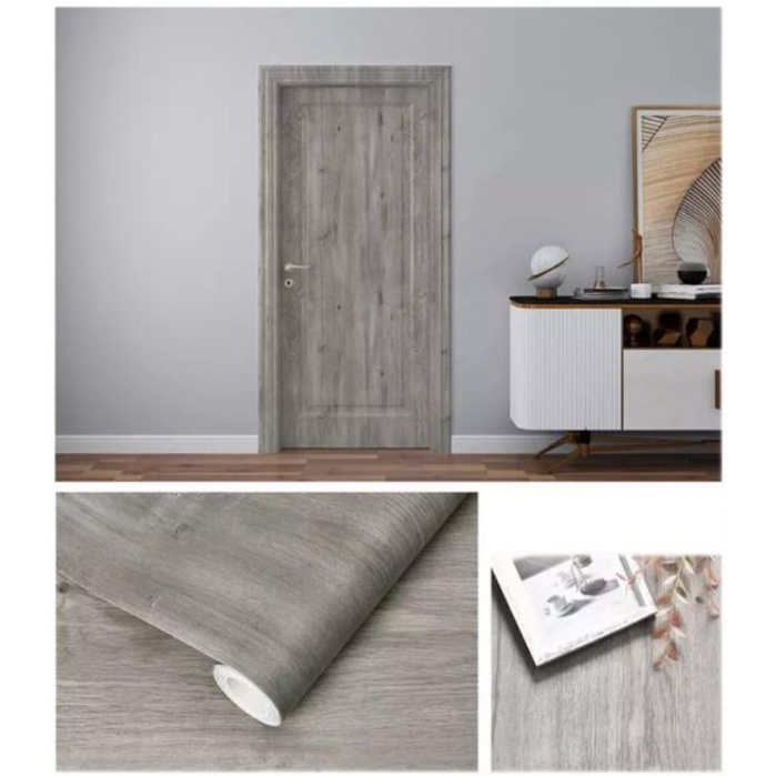 wallpaper Dinding Motif Kayu warna abu abu