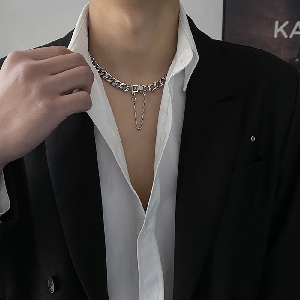【COD Tangding】Kalung Choker Rantai Klavikula Bahan Logam Gaya Hip Hop Untuk Wanita