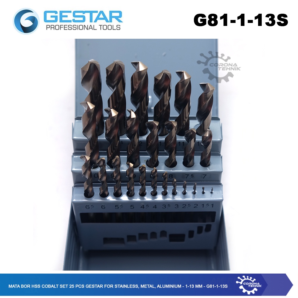 Gestar - Mata Bor HSS Cobalt Set 25 Pcs for Stainless, Metal, Aluminium