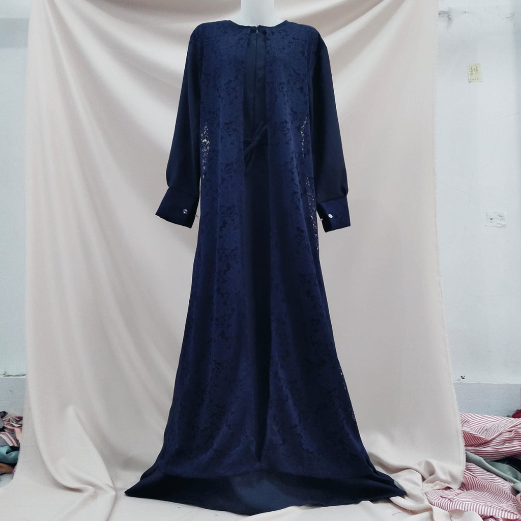 SABIAN BRUKAT REAL PICTURE/ gamis murah/ gamis brokat/ dress terbaru-Navy